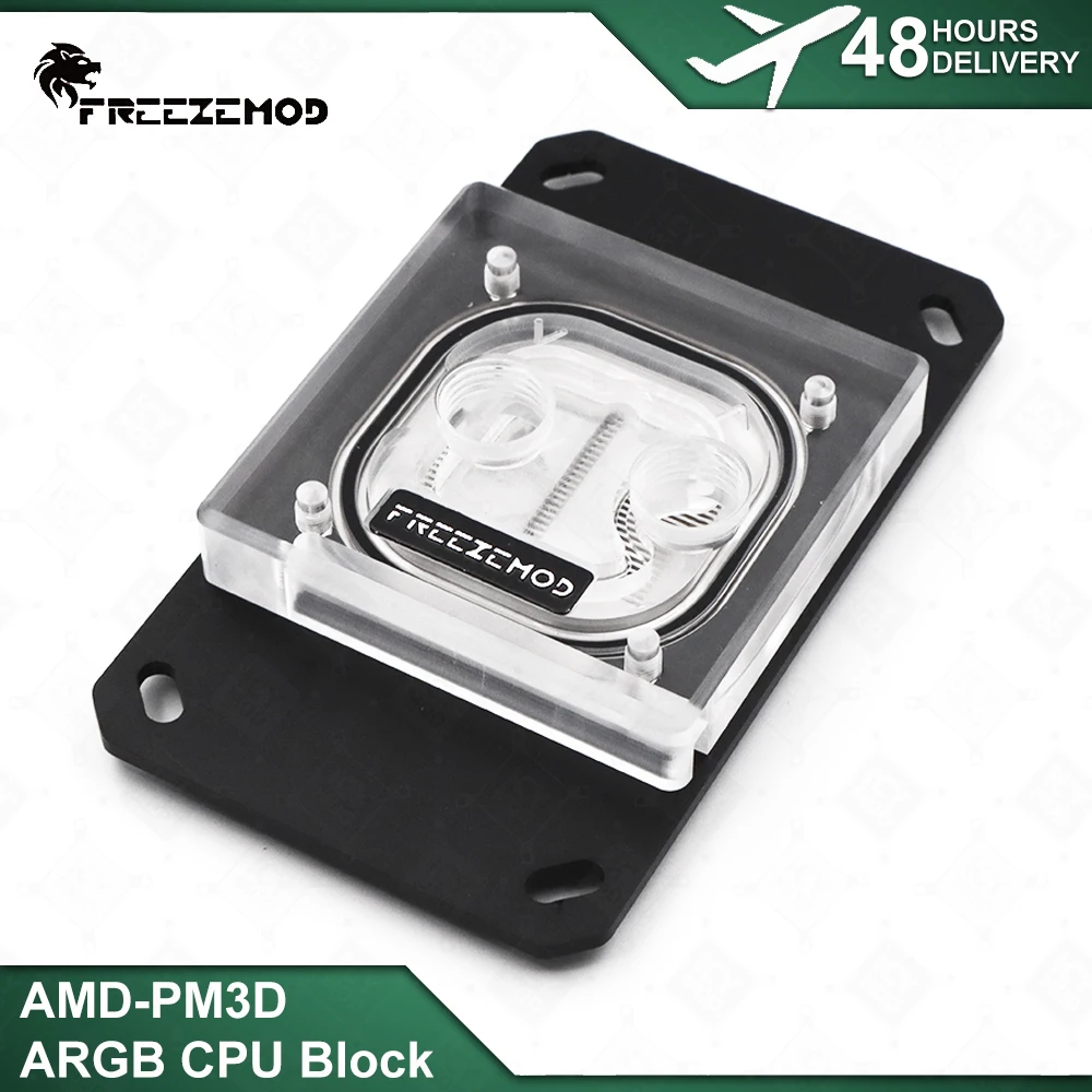 

FREEZEMOD CPU Water Block AMD AM2 AM3 AM4 Transperant 0.5 Channel Jet MOD Water Cooler Water Cooling 5V 3pin ARGB AURA SYNC