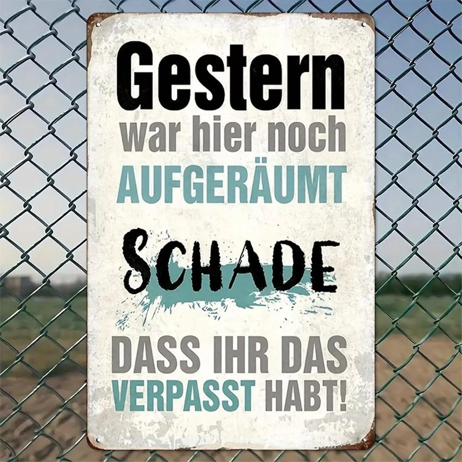 Distressed German Clean Missed Sign Rustic Aluminum Wall Art & Metal Tin Sign - in Vintage Indoor Outdoor Decor for Home, Of