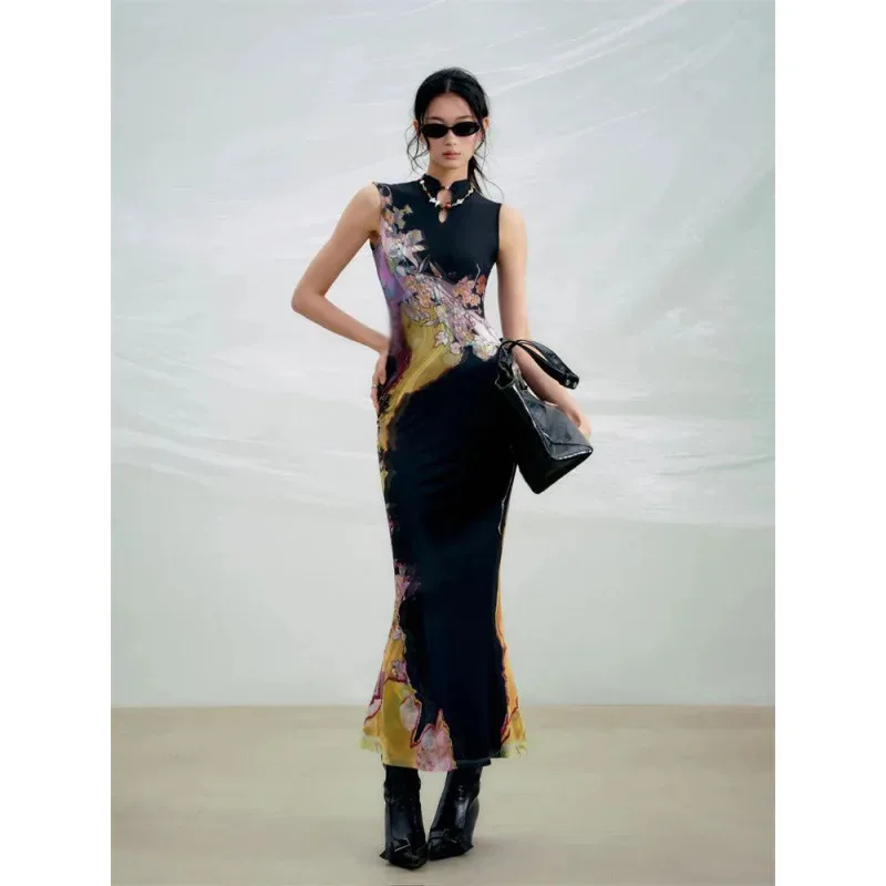 فستان متدرج بتصميم فريد ورائع ومطبوع للنساء فستان طويل صيفي جديد