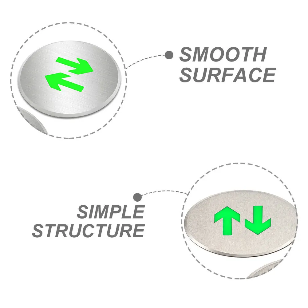 Señal luminosa de salida de emergencia, indicador de suelo de flecha direccional doble de acero inoxidable, visibilidad nocturna, lucha contra incendios
