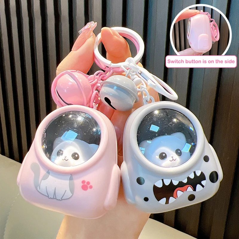 Cute Bear Cat Bag Small Night Light Keychains Fashion Kawaii Bags Pendant Decoration For Women Atmosphere Light Key Chain Gifts