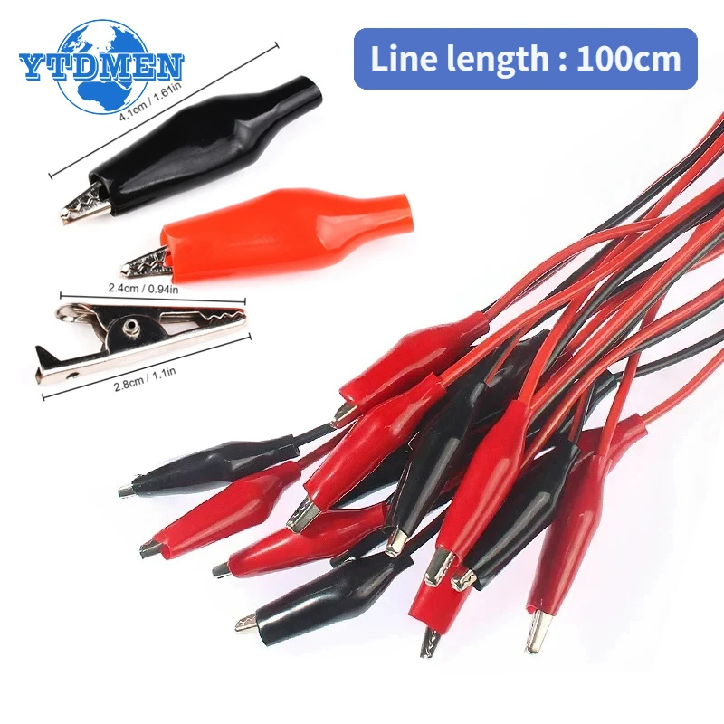 18PCS Alligator Clips Double-ended Crocodile Test Clips Electric DIY Test Leads Red Black 24x28mm Jumper Wire