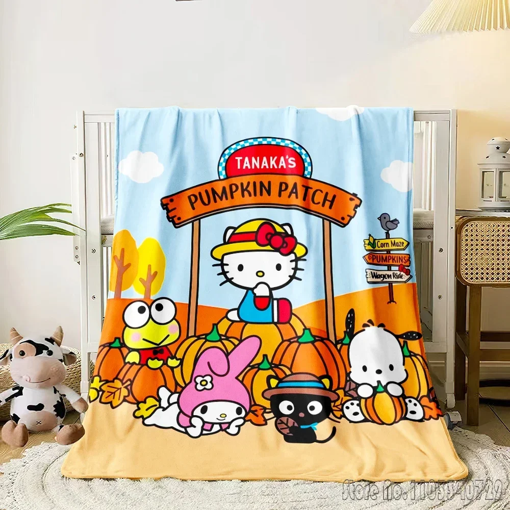 Kawaii Sanrio Hello Kitty Home Cute Kids Blanket Throw for Bed Sofa Decor Fleece Nap Blankets Boys Girls Children Gift