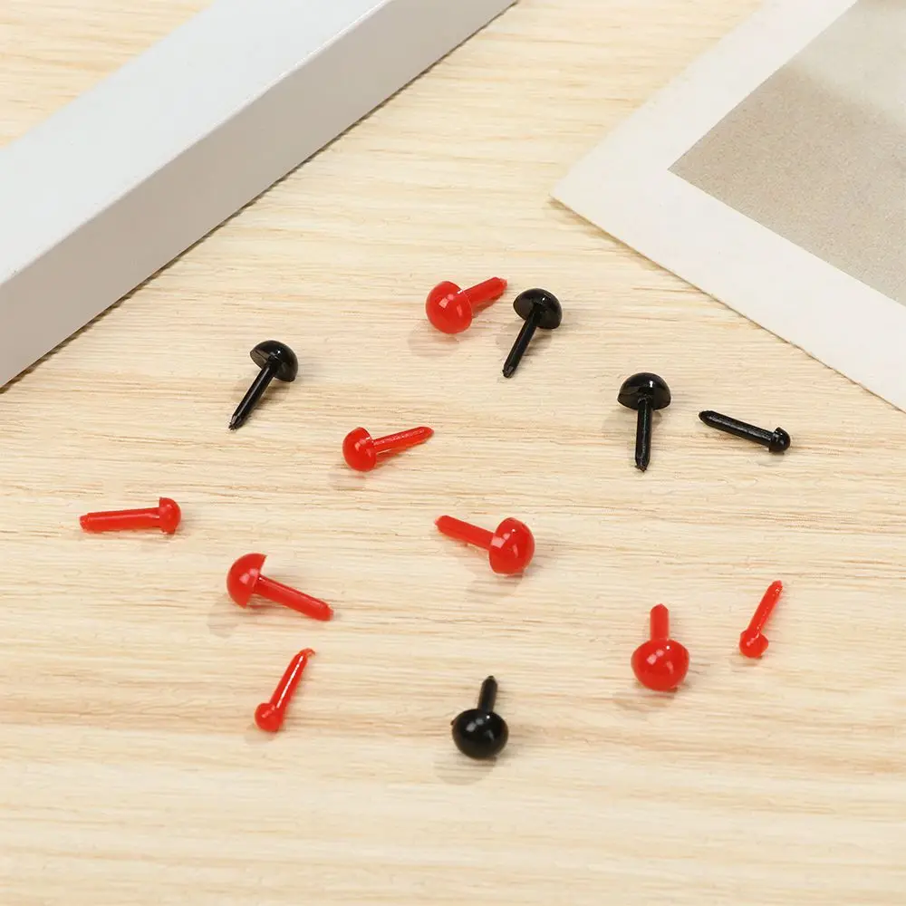 100Pcs/Bag 3mm/4mm/5mm/6mm Plastic Mini Black/Red Safety Round Nose for Doll for Teddy Dog Stuffed Doll Animals Eyes Accessories