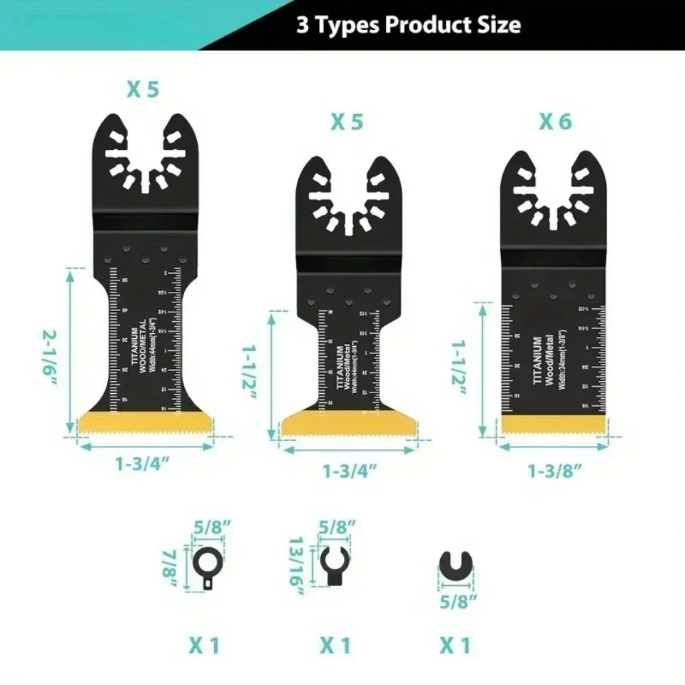3/16pcs Titanium Oscillating Saw Blades Metal Cutting, Universal Multitool Blades for Metal Nails Hard Material and Wood Plastic