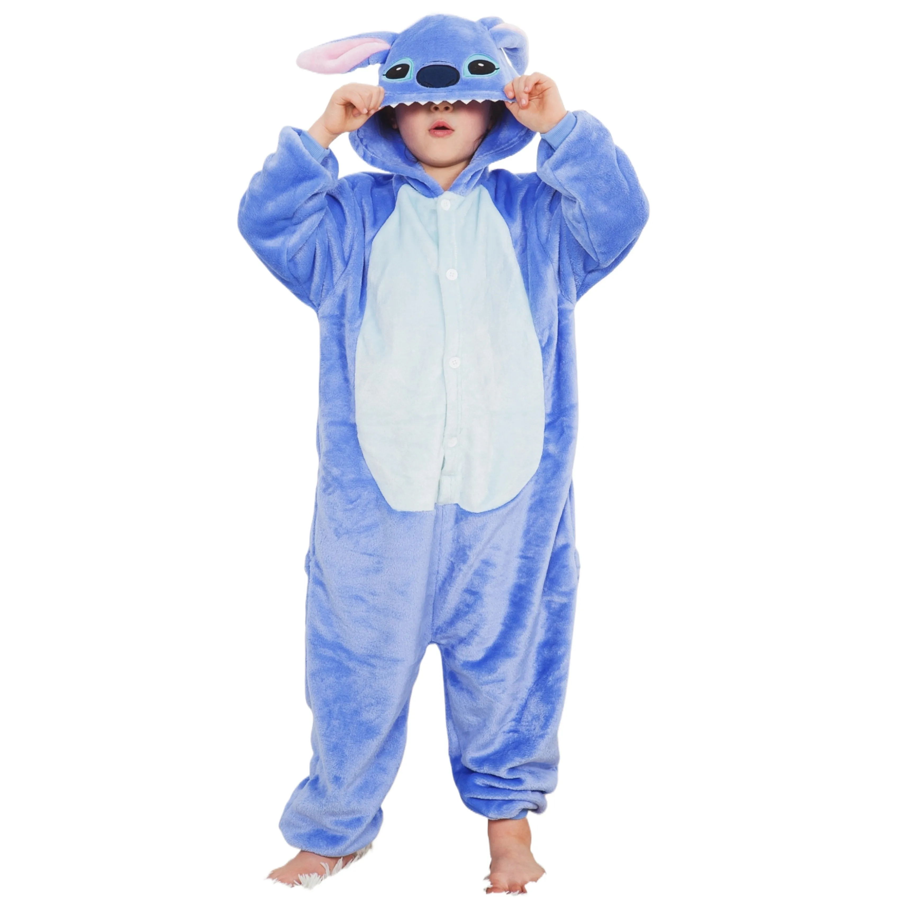 Kigurumi Stitch Cartoon Onesies Kinder Tier Pyjamas Overalls Mädchen Jungen Anime Cosplay Kostüme für Weihnachten Halloween