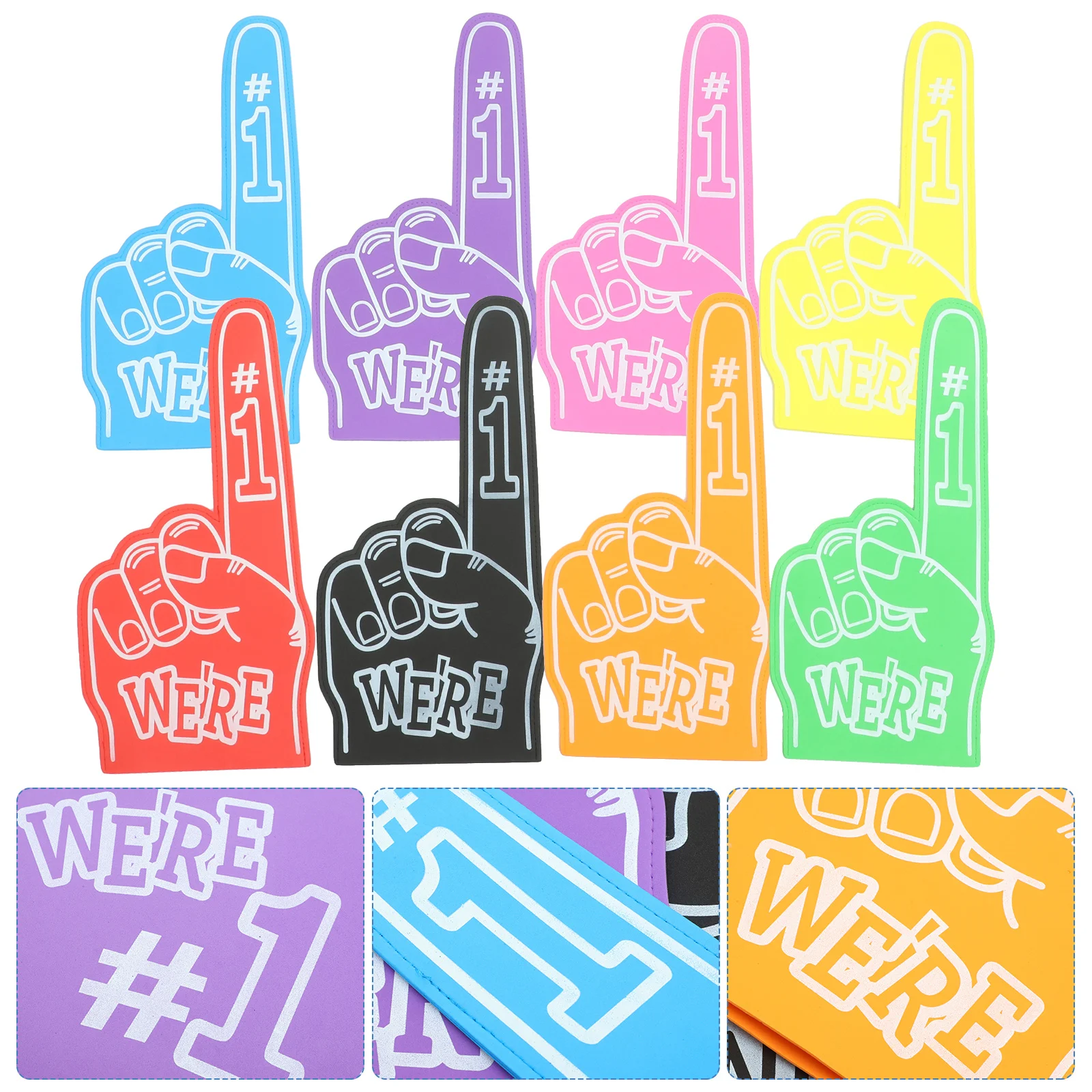 

8pcs Foam Finger Cheering Props Sports Party Favors Bright Noise Makers For Adults Concert Festival Bulk