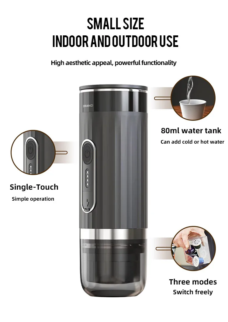 Паровая капсульная кофемашина, беспроводная кофемашина с подогревом, автоматическая кофемашина для эспрессо высокого давления, портативная уличная кофемашина