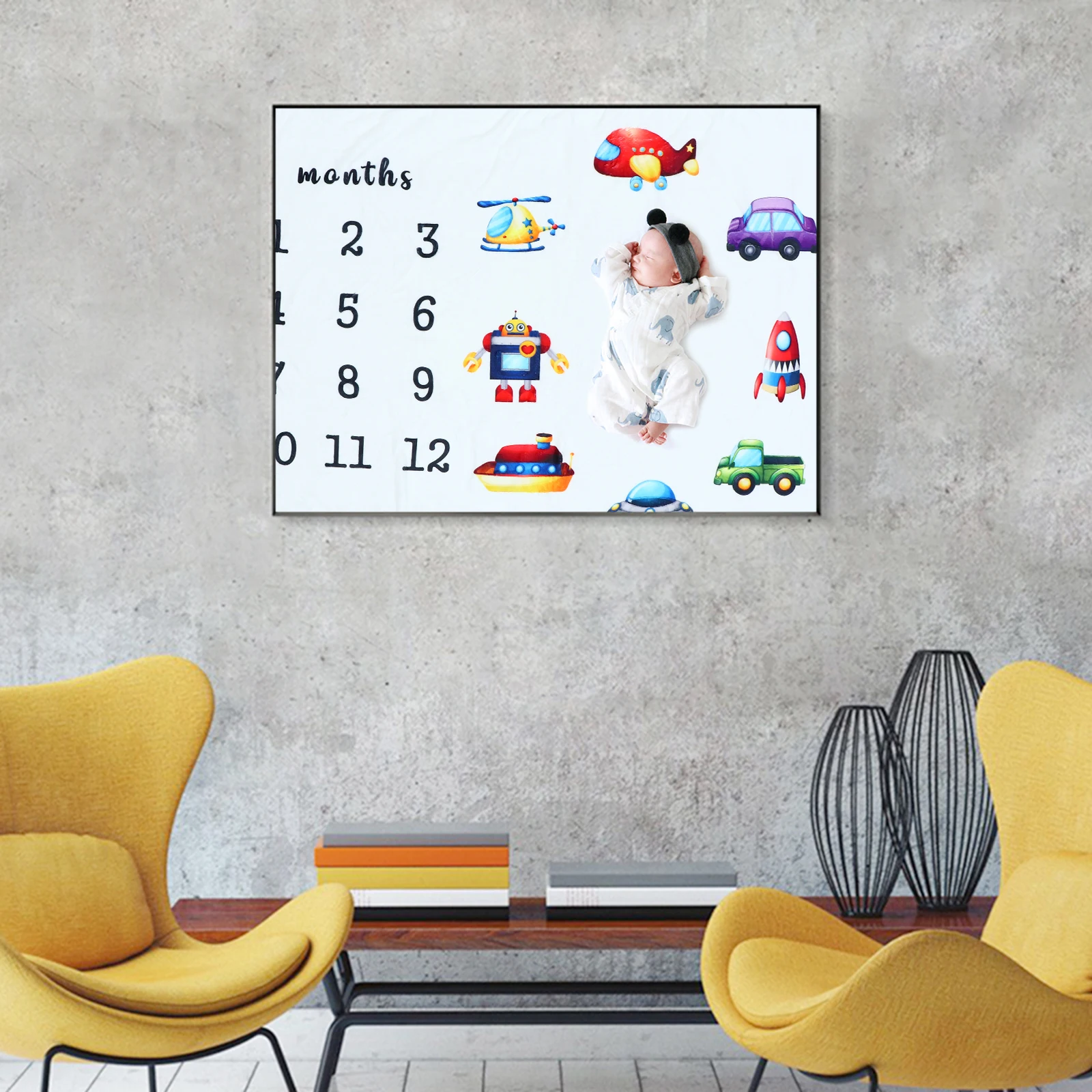 

Boys Blanket Photography Milestone Backdrop Newborn Blankets Monthly Props