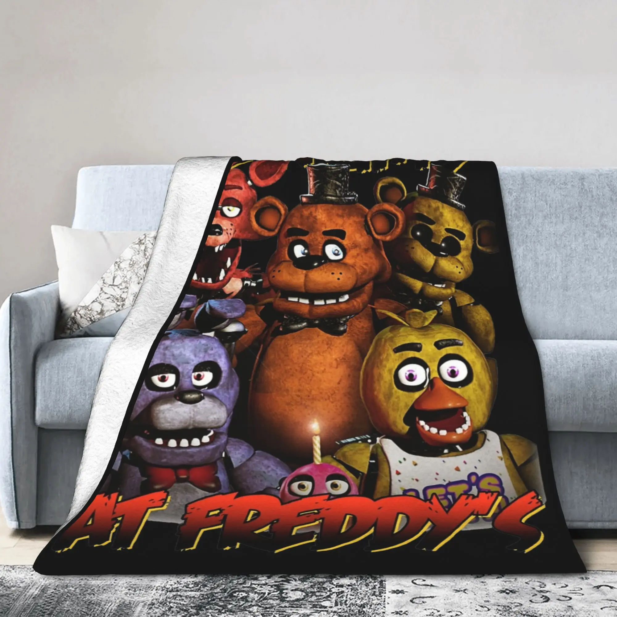 Five Nights Blankets Coral Fleece Plush Autumn/Winter Horror Halloween Multi-function Throw Blankets for Bed Bedroom Rug Piece