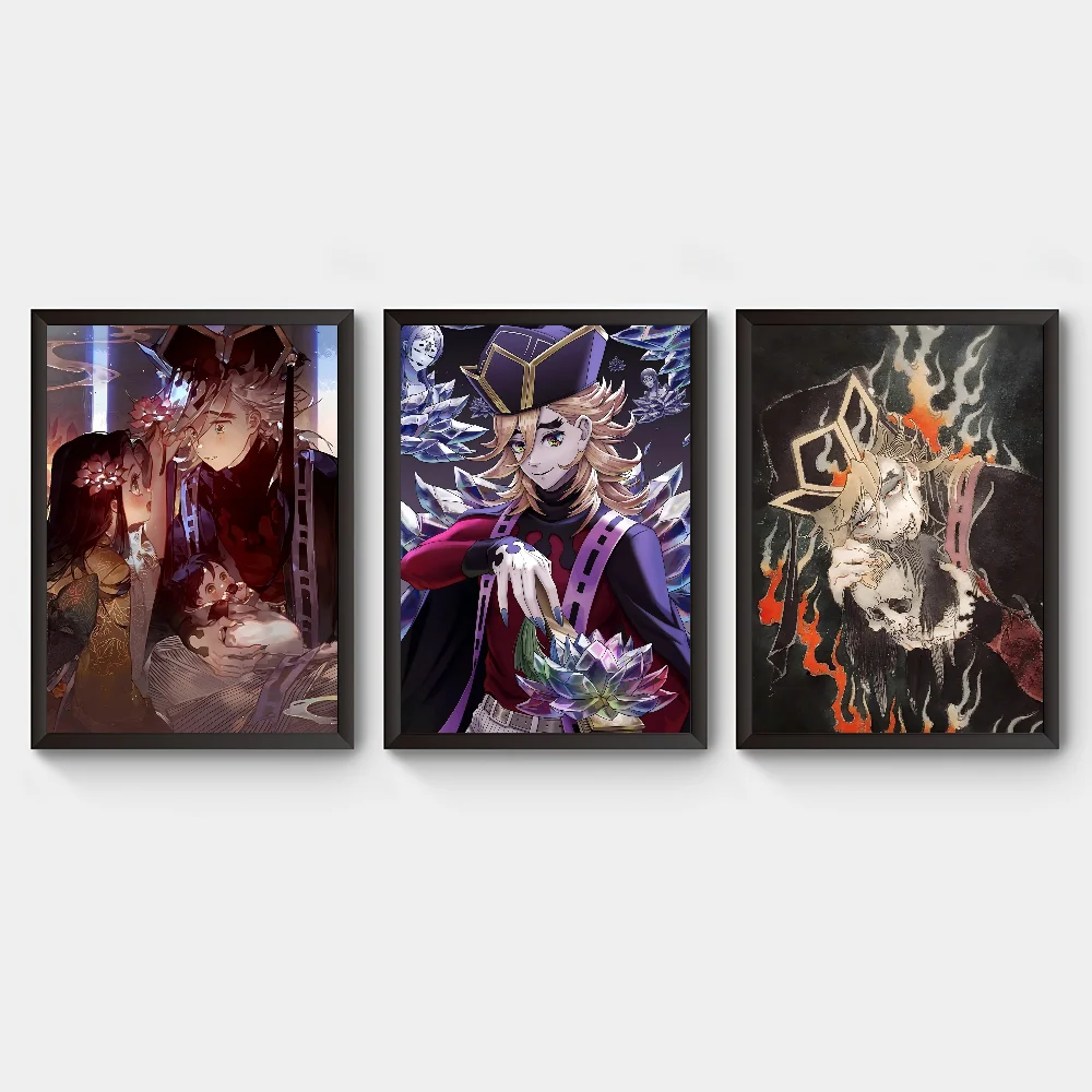 Póster de papel blanco de Anime Doma Demon Slayer, pegatina de papel impermeable, pintura de pared de arte estético para cafetería y Bar