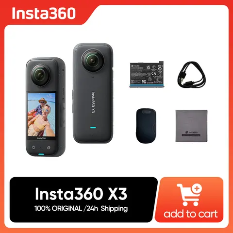 Originale Insta360 X3 5.7K Action Camera 360 4K/30 72MP Foto Live Streaming 10m Casco impermeabile Registrazione video Sport