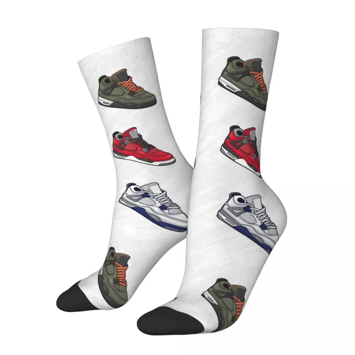 

Funny Crazy compression Shoes Collection_proc Sock for Men Hip Hop Vintage Collection Of Shoe Drawings Printed Boys Crew Sock