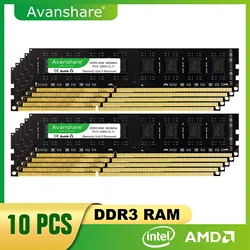 Avanshare 10pcs Lot DDR3 4GB 8GB RAM 1333Mhz 1600MHz PC3-10600 12800 DIMM Desktop 240 Pins 1.5V NON ECC