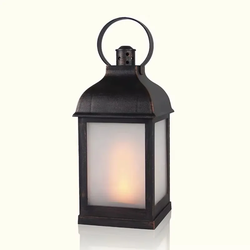 

【Hot】Indoor Decor High Quality Battery Powered Plastic Fireplace Lantern With Fire Flame Effect Tabletop Hanging Home Decoration