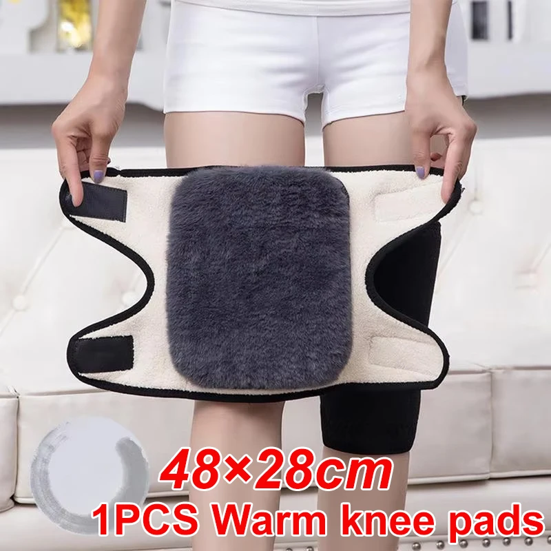 

1pc Gray Winter Warm Knee Pads For Women Leg Warmers Men Old People Cold Leg A rthritis Kneepad Knee Support Cycling Ski Running