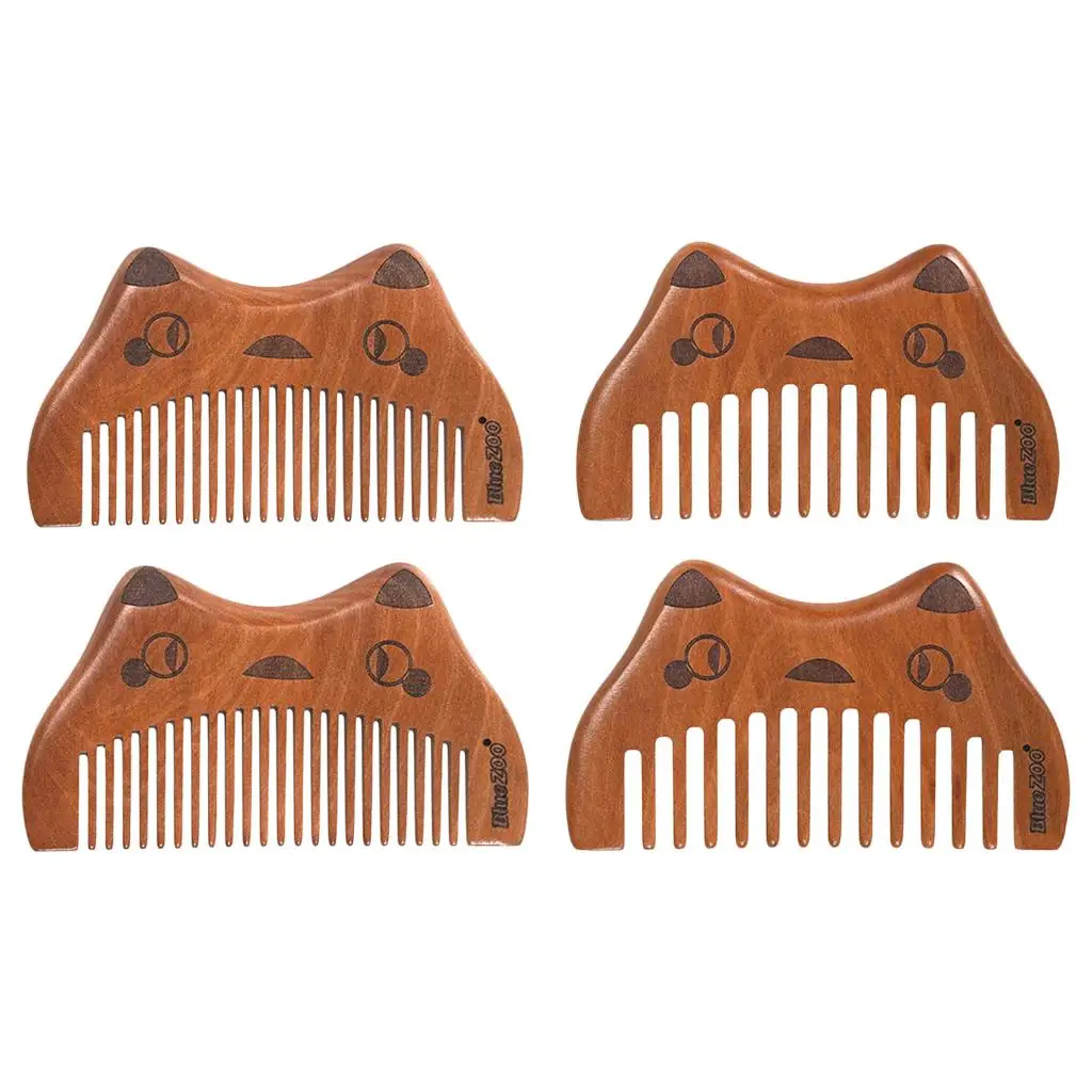 

2Pcs Wooden Wide/Fine Comb Natural Nanmu Massage Hair Styling Tool