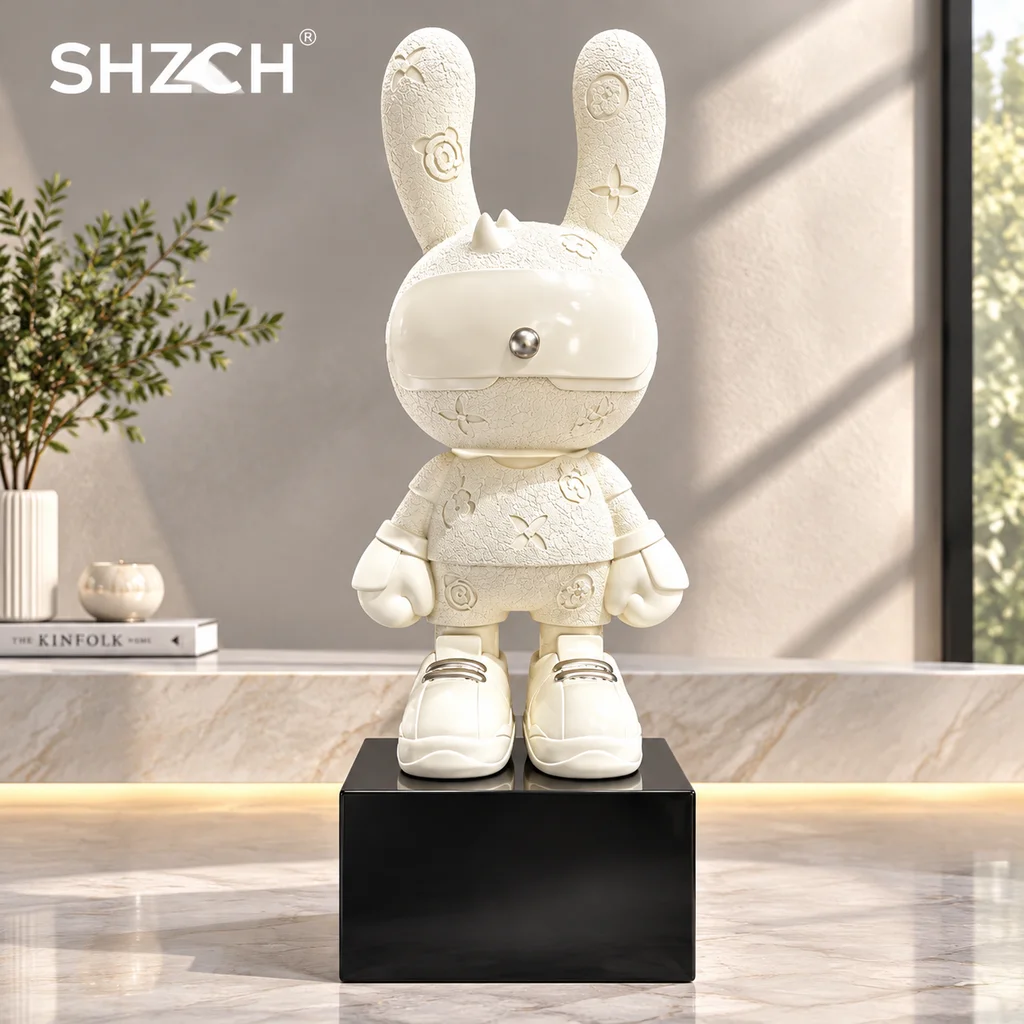 2025 New Style Internet Celebrity Trendy Leather Texture Rabbit Ornaments Living Room TV Cabinet Porch Soft Decoration