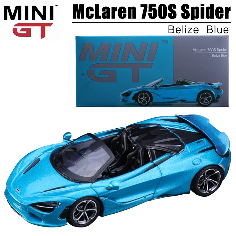 

MINIGT Scale 1/64 McLaren 750S Spider Belize Blue Alloy Toy Diecast Metal Model Gift