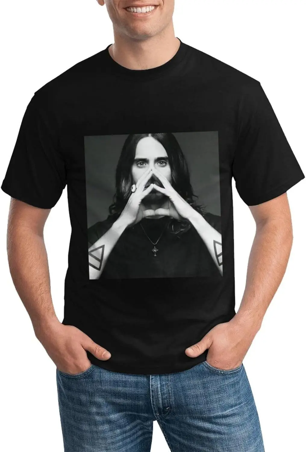 Jared Leto T-Shirt Crewneck Top Short-Sleeve T-Shirt 100% Cotton Tees for Men,Women (8Sizes)