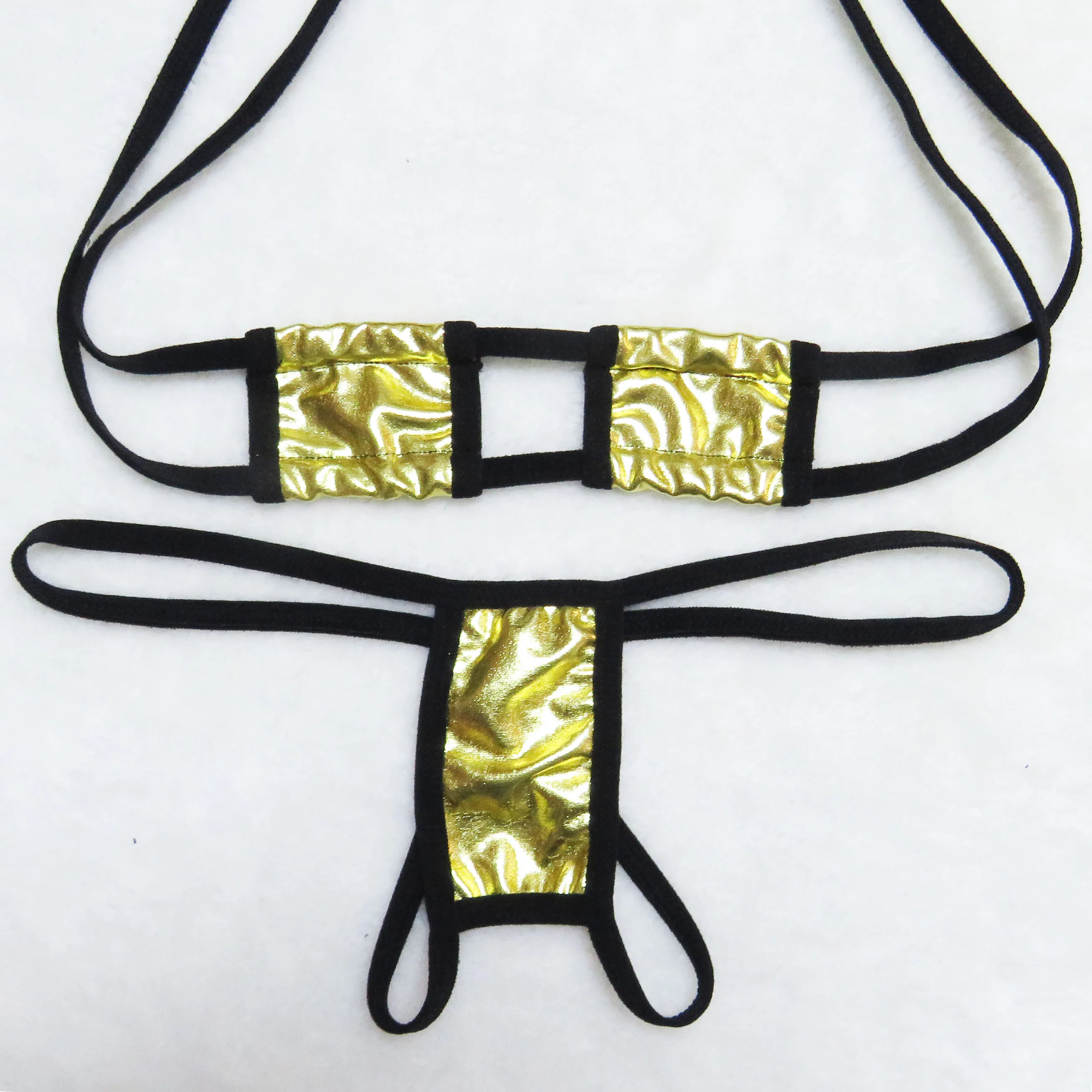 Sexy Lingerie 2 Piece Halter Neck Bikini Lingerie Set Mini Bikini Open Micro Bra Top Briefs Panties for Women - Image 5