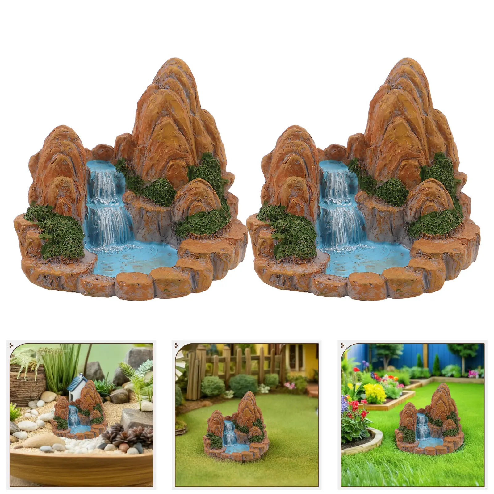 2Pcs Resin Pond Decor For Mini Zen Garden Decor Home Rockery Bonsai Landscape Fairy Pool Terrarium Decoration