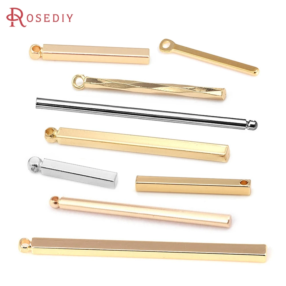 16MM 20MM 30MM 35MM 40MM 45MM 18K Gold Color Brass Round or Square Rod Charms Pendants Jewelry Making Diy Findings Accessories