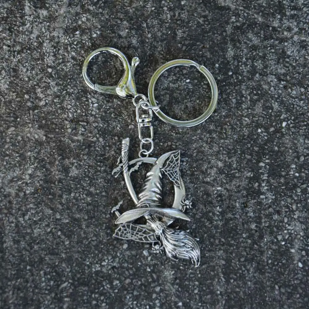 الحنين ويكا قبعة الساحرة مكنسة مفتاح حامل شبكة العنكبوت السحر القمر المفاتيح مجوهرات هدية