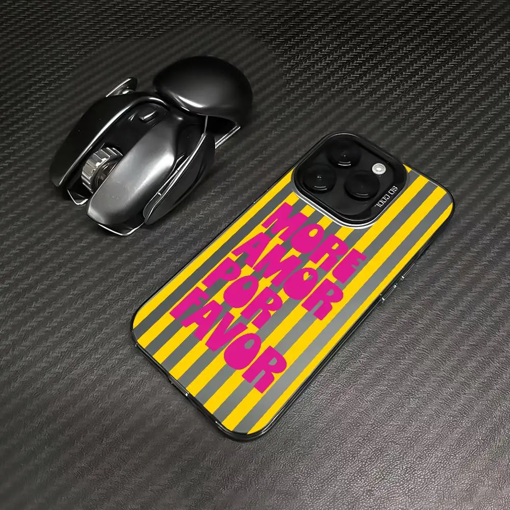 Красочный чехол для телефона Amor Por Favor для iPhone 16, 15, 14, 13, 12, 11 Pro Max, независимая металлическая кнопка с гальваническим покрытием для мобильных устройств