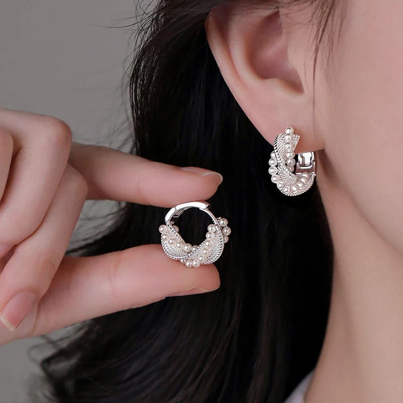 GANPUP Romantische Einfache Kreisförmige Ohrringe für Frauen Minimalistische Mode Neue Silberfarbene Schmuckgeschenke für Partys серьги женские – Detail 4