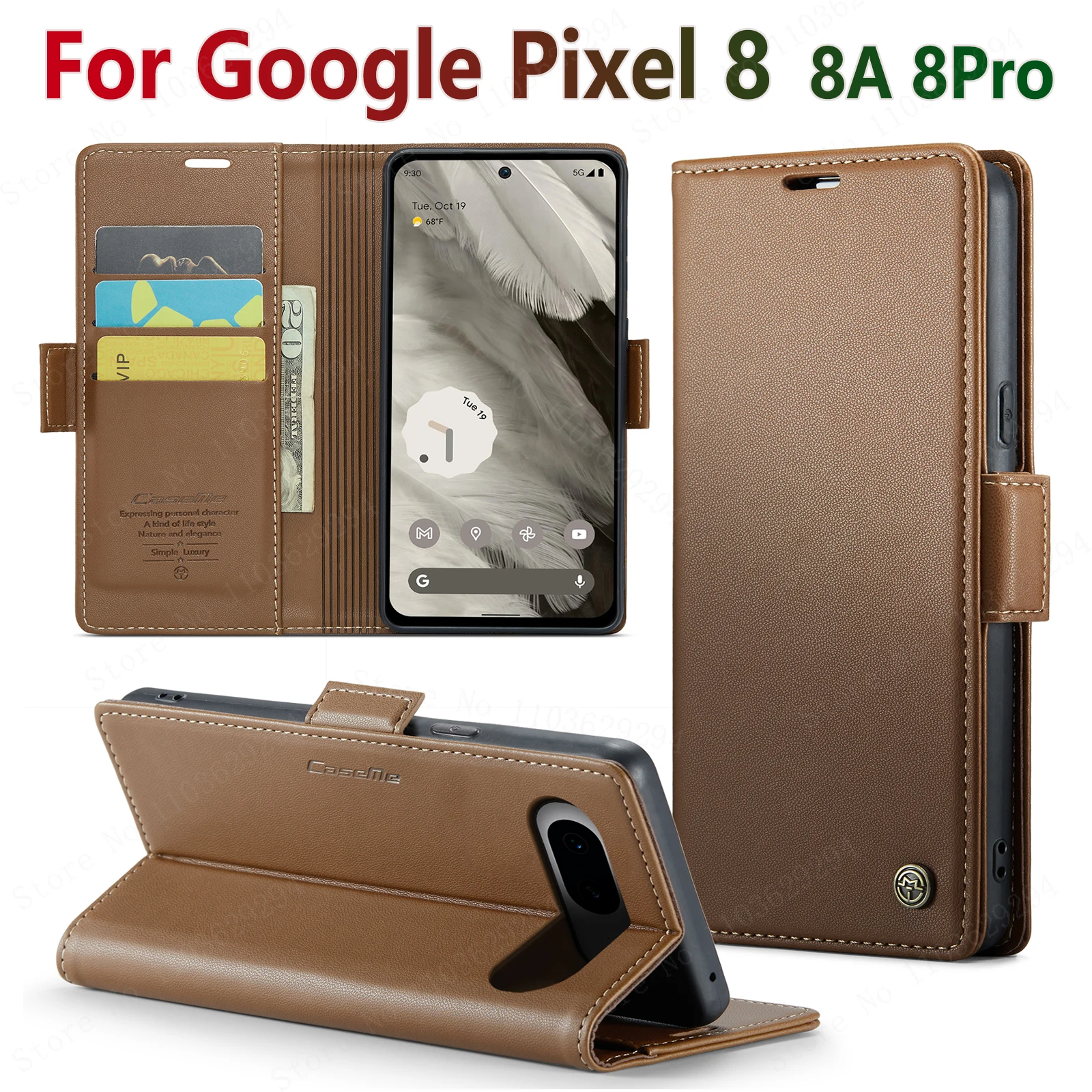 

Luxury Leather Anti-shock Magsafe Card Holder Wallet Phone Case, Google Pixel 8, 8A