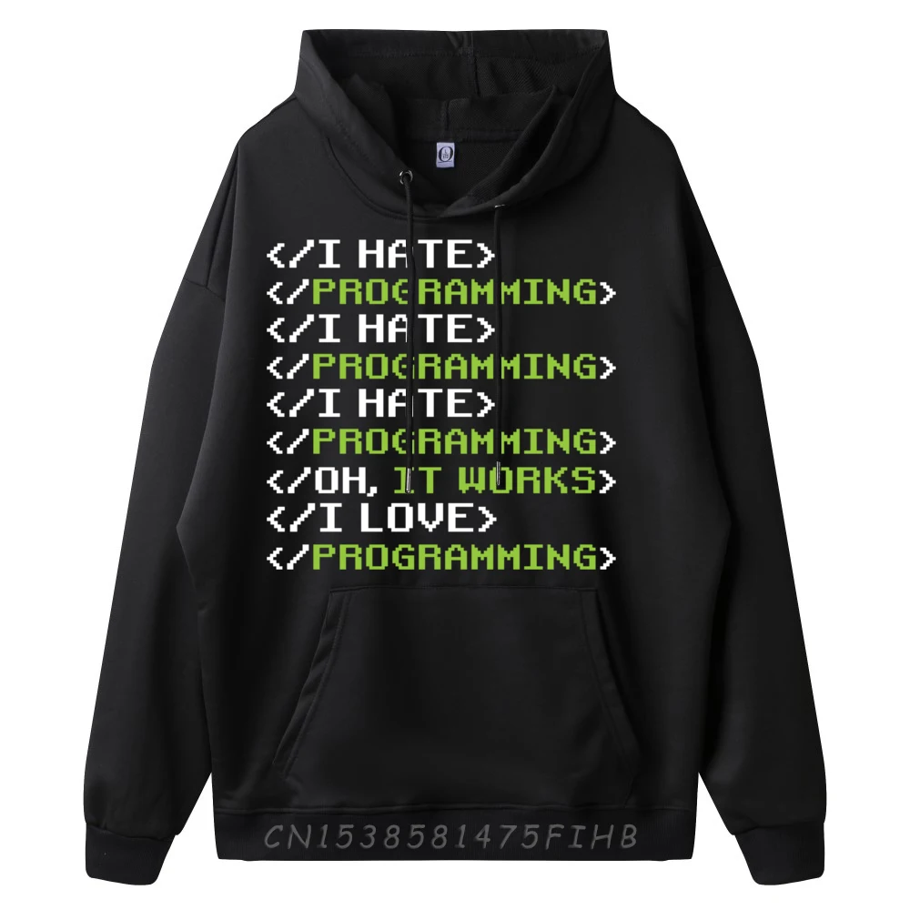 I Hate Programming Binary Code Programmer Computer Science Oversized Hoodies Designer Clothes Men Plus Size Normal