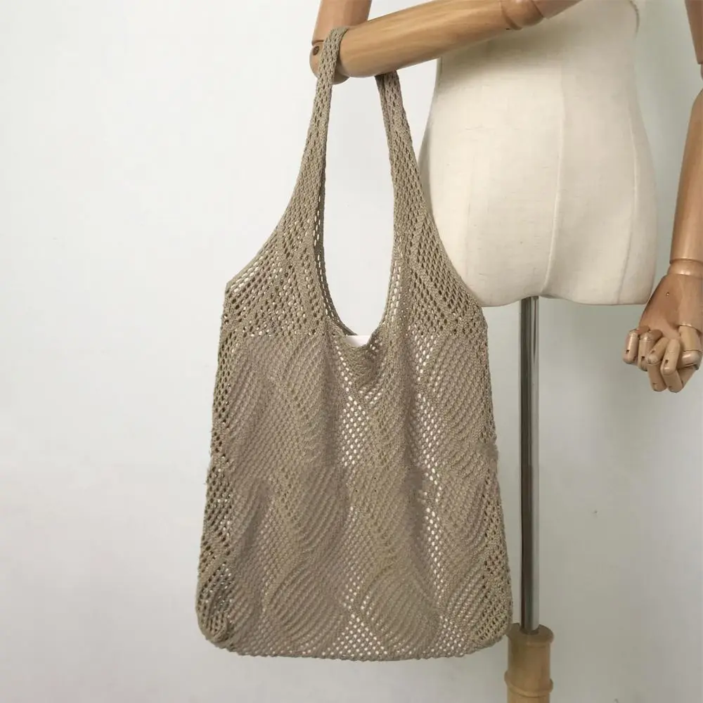 Bolsos de hombro tejidos huecos para mujer, bolsos de hombro de gran capacidad, bolso de ganchillo, bolsos de punto, Tote de compras Eco femenino,