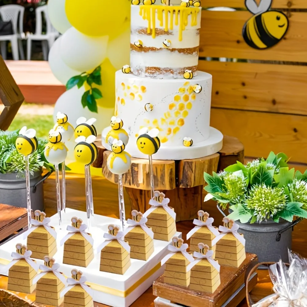 10 pcs, Little Bee Theme Party Birthday Wedding Theme Gift Candy Biscuit Packaging Box, Small Business Supplies, Packaging