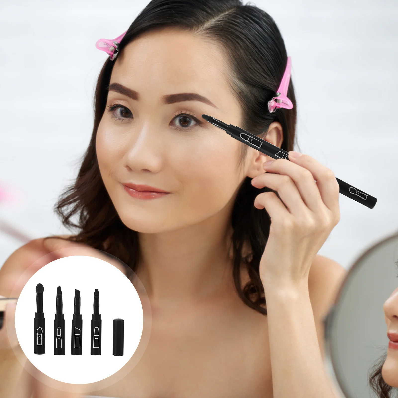 4 in 1 Creative Makeup Brush Multifunctional Lip Eyeshadow Eyebrow Eyeliner Brush Lightweight Durable