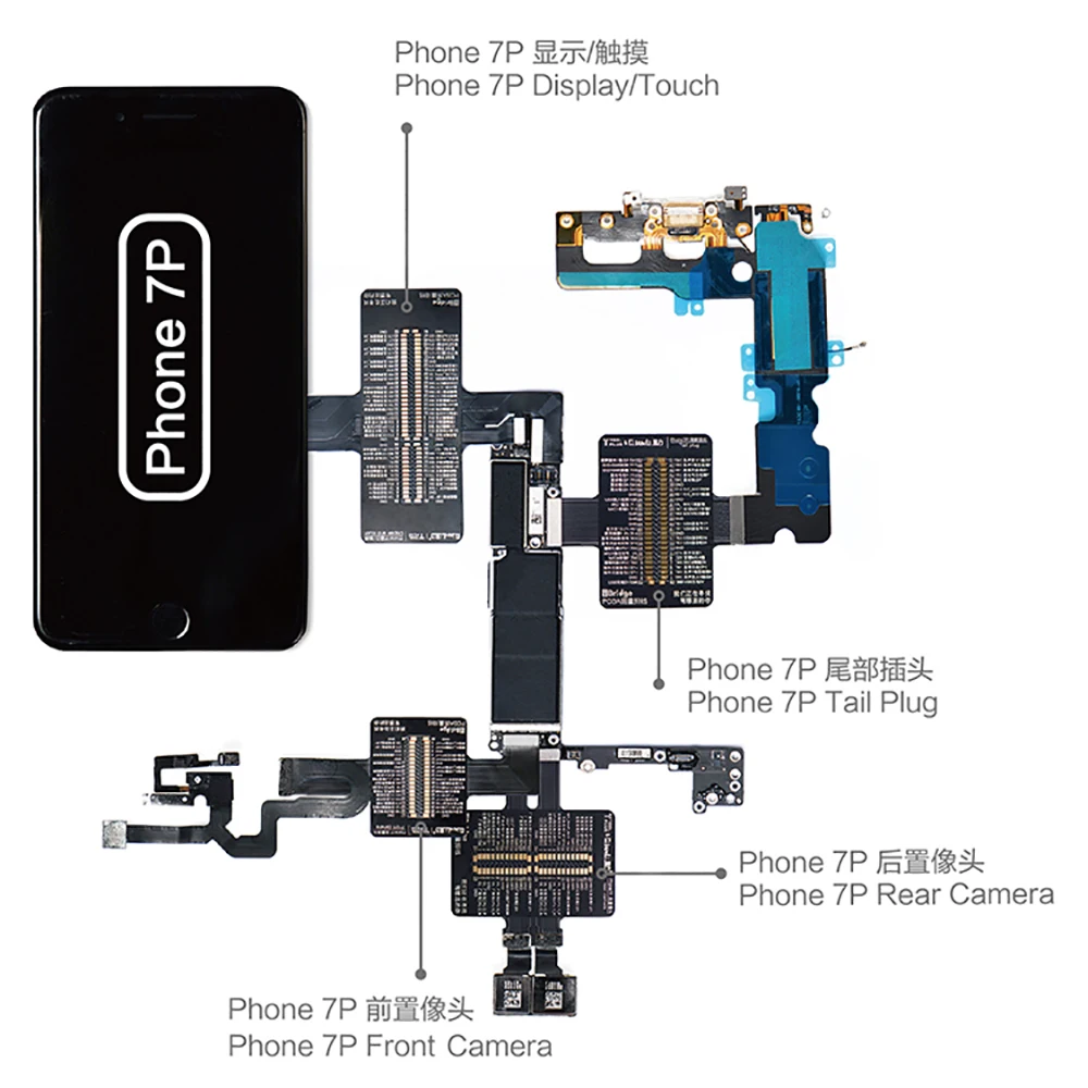 Qianli ibridge 7 p 7g cabo de detecção mainboard para frente câmera traseira cauda plug display toque ferramenta serviço do telefone móvel