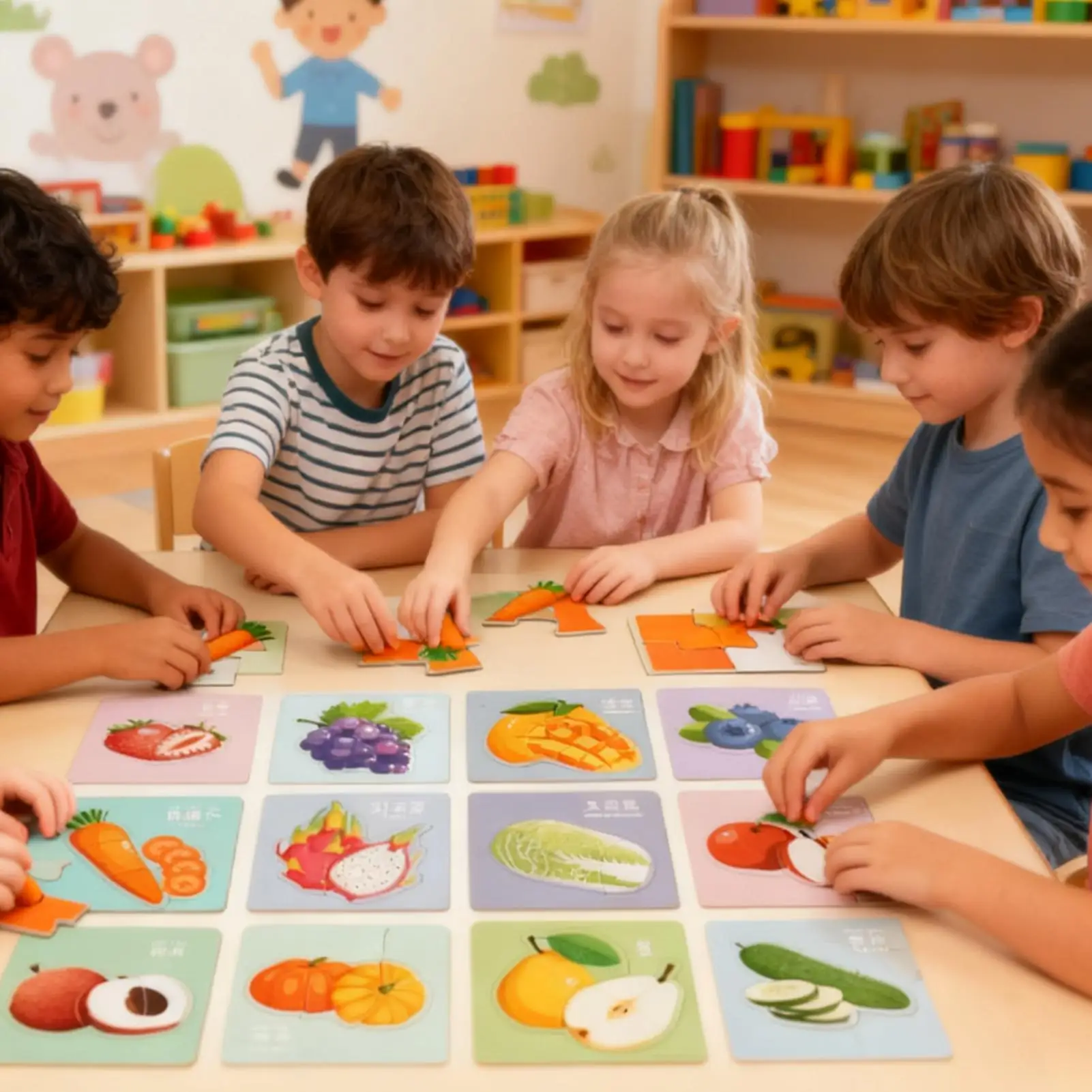 Jigsaw Puzzles Fun Fruit-Themed Thinking Development Tool Jigsaw Puzzles For Child For Kids Girls Children Traveling Business