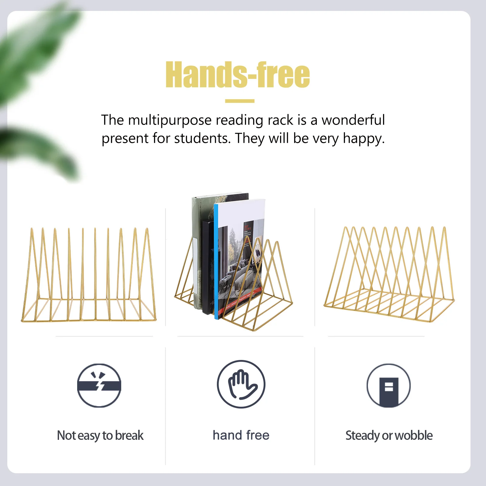 Triangle Iron Book Stand Holder Large Capacity Desktop File Organizer Magazine Holder For Books Documents Office Home