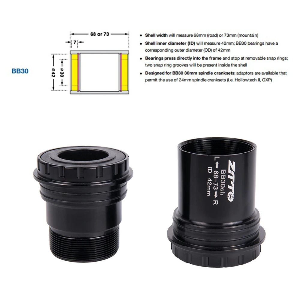 Ztto mtb BB30 24アダプター自転車圧入ボトムブラケットアクスル