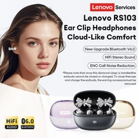 Nuevos Auriculares Inalámbricos Bluetooth 6.0 Lenovo RS103 con Clip para la Oreja 360 °   Auriculares con Sonido Envolvente, 24 Horas de Duración de Batería, Auriculares con Micrófono