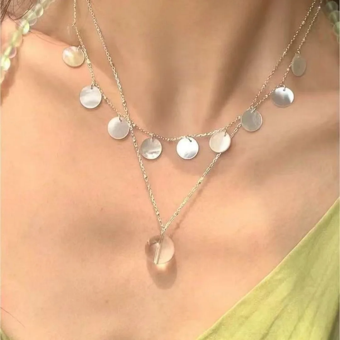 

DUTRIEUX Minimalism Elegant round Shell Bead Necklace Women's Super Fairy Design High-End Clavicle Chain Layering Neck Choker