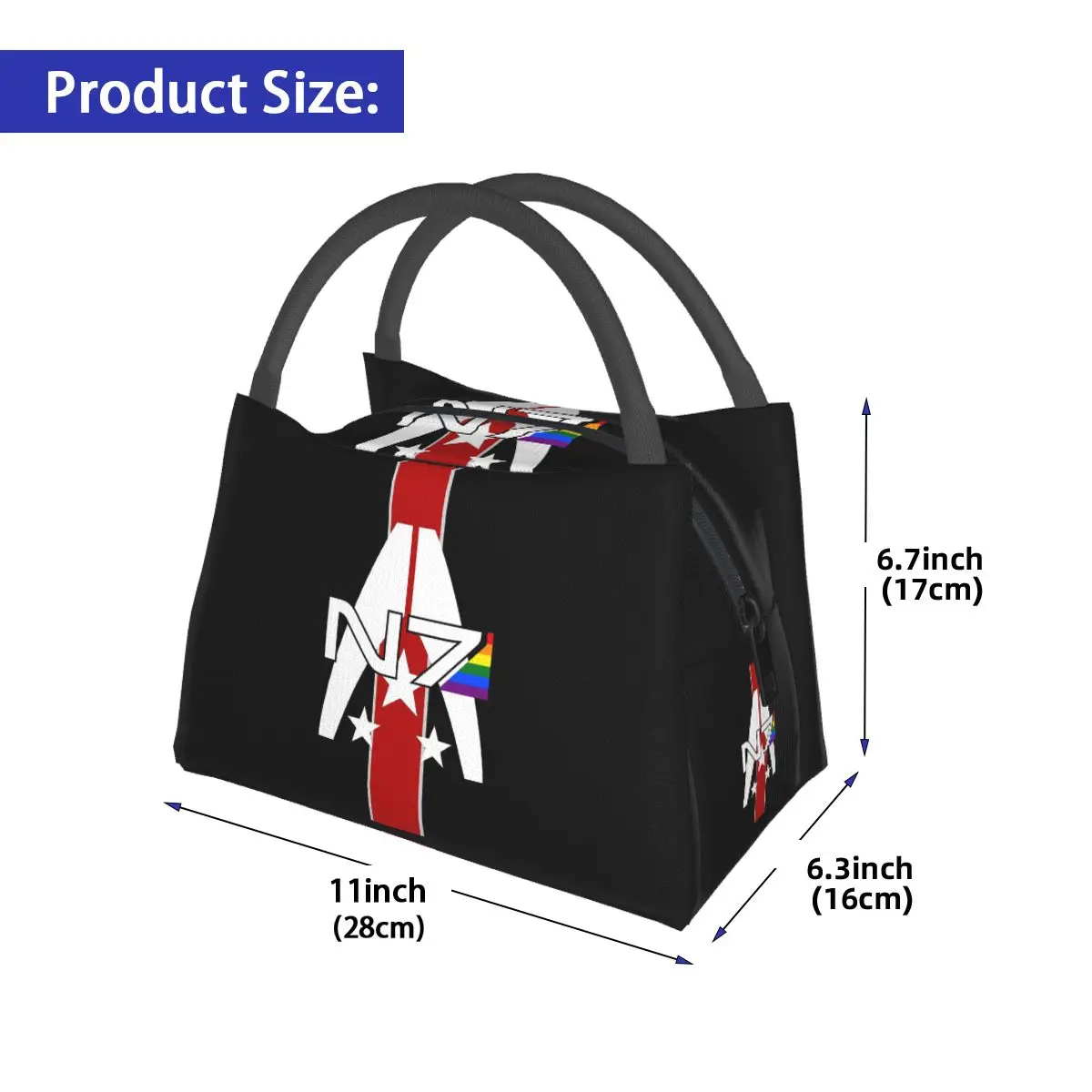 N7 Pride, Mass Effect Insulated Lunch Bag for Women Children Portable Food Boxes Thermal Lunch Box Tote