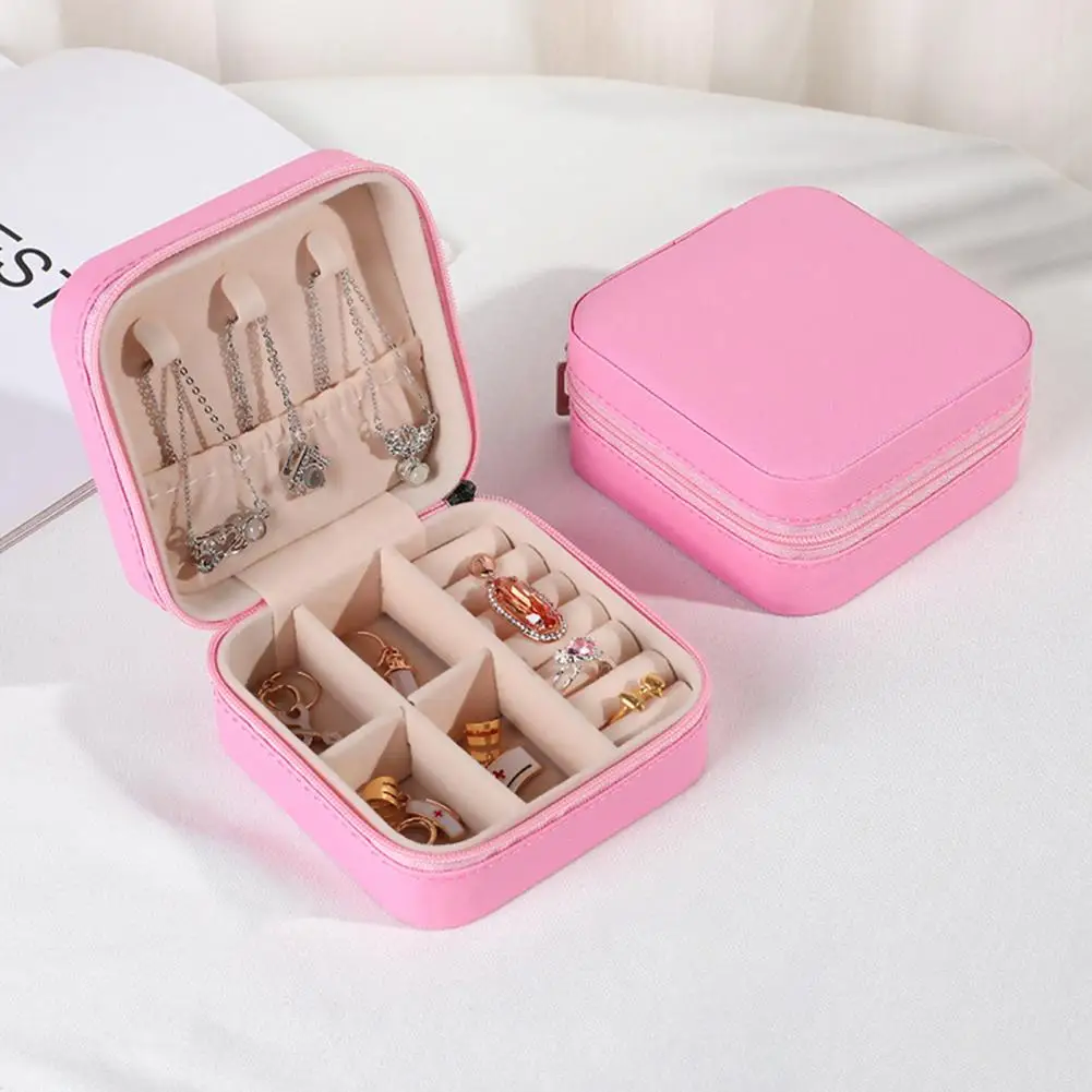 Jewelry Storage Box Independent Compartment Organization Flannel Compact Jewelry Organizer Tray for Bedroom