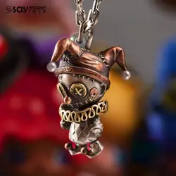 New Retro Popular Clown Doll Pendant Personality Fashion Silver Necklace Men's Single Pendant Female Jewelry Accessories