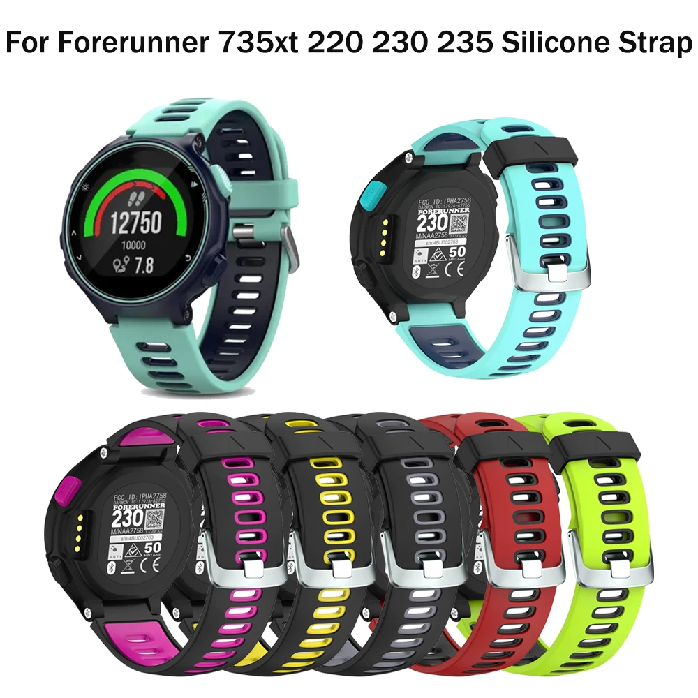 متوافق مع Garmin Forerunner 235 220 620 630 735 735XT أحزمة ساعة سيليكون ثنائية اللون #1