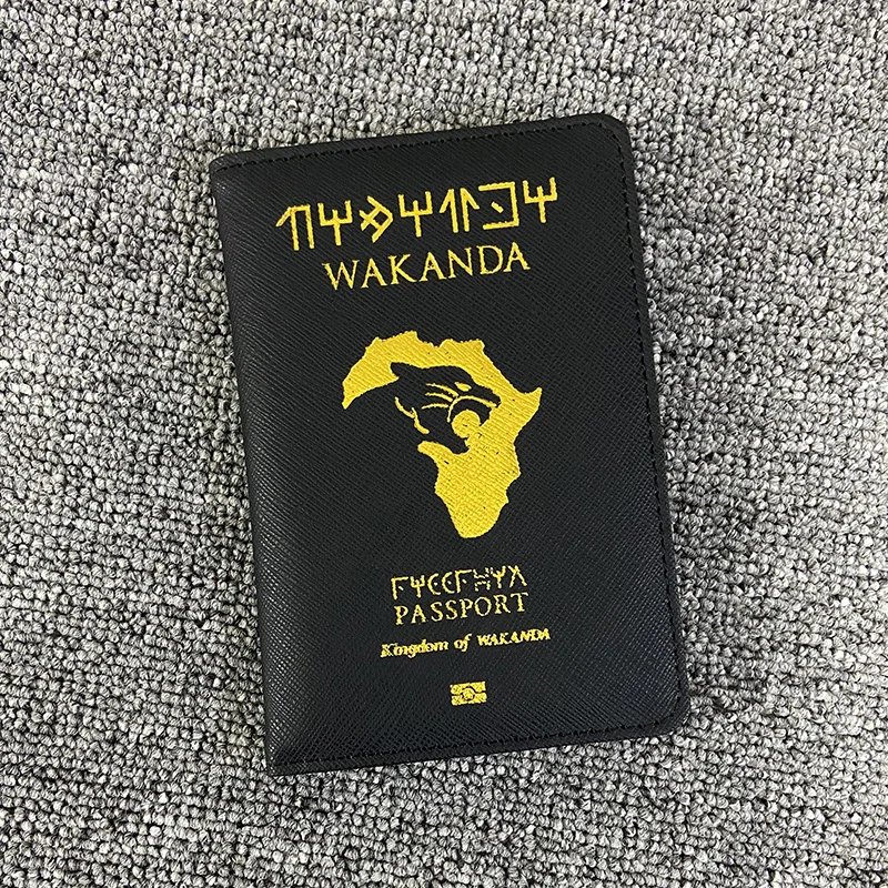 Wakanda capa para passaporte, bloqueio rfid, couro pu, pacote, id, cartões de crédito, multi virola, porta-passaporte, acessórios de viagem