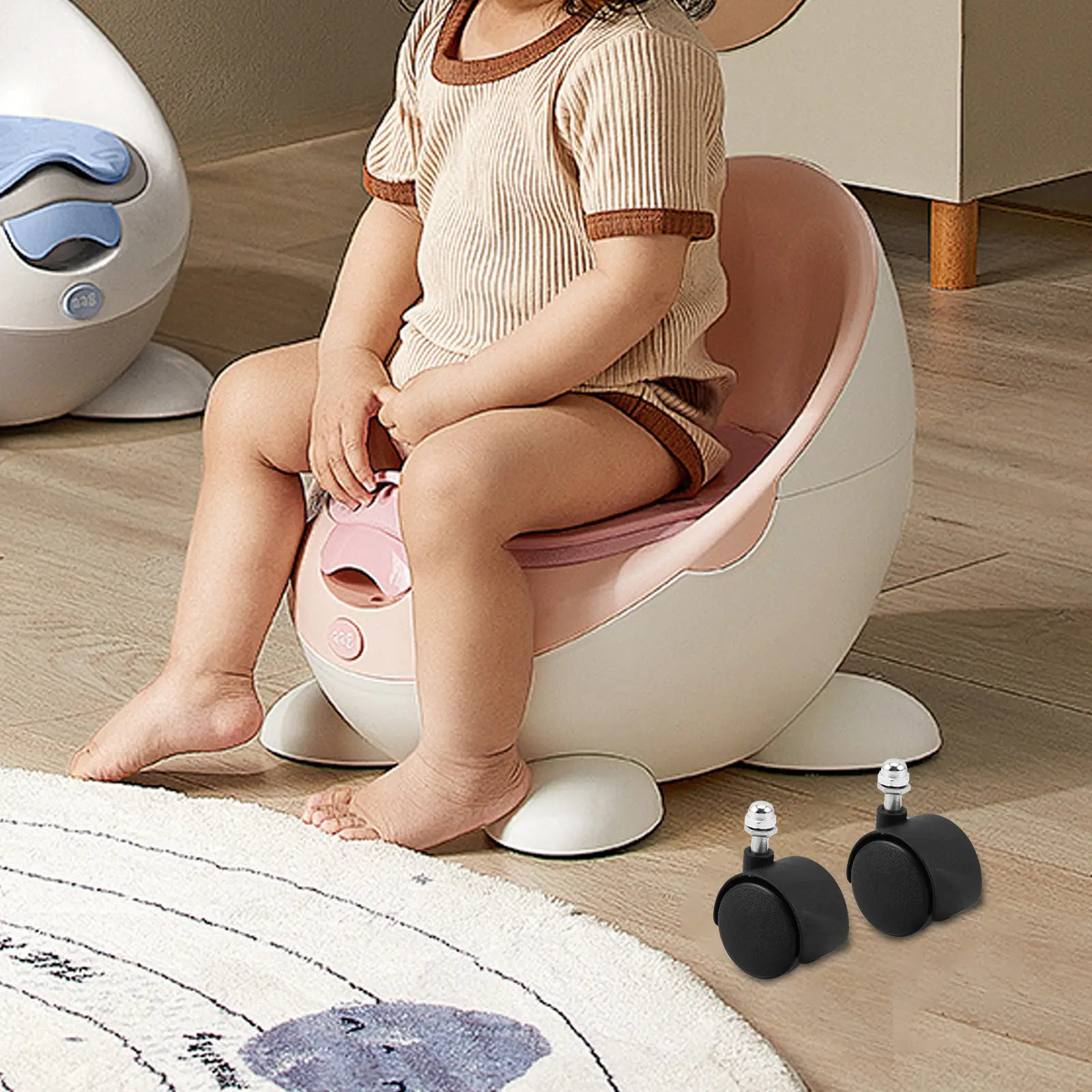 2Pcs Baby Bath Seat Caster Wheels Universal Plastic Swivel Casters for Baby Chairs Electric Heater Compatibility Temperature