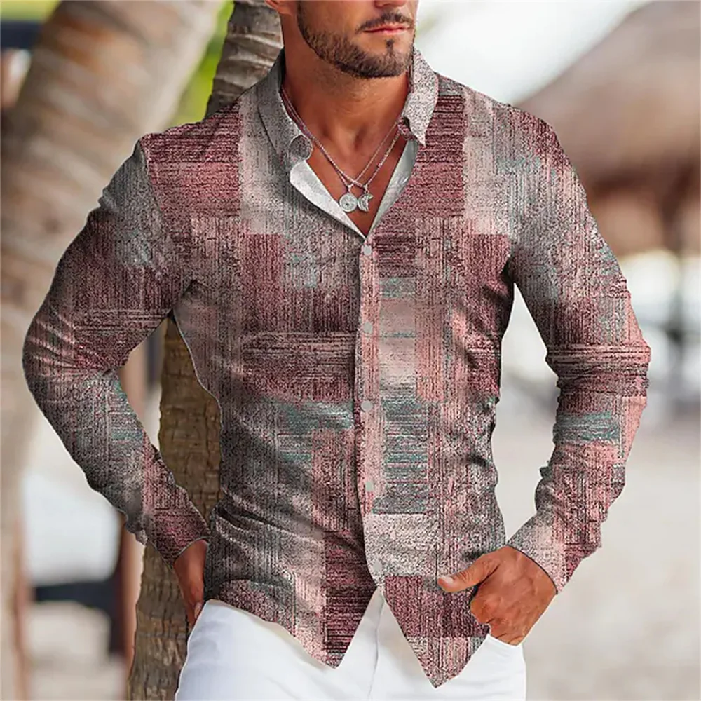 Chemise à manches longues pour homme, haut rétro, impression graphique géométrique, Street décontracté, boutons, design à la mode, été, 6XL, 2023