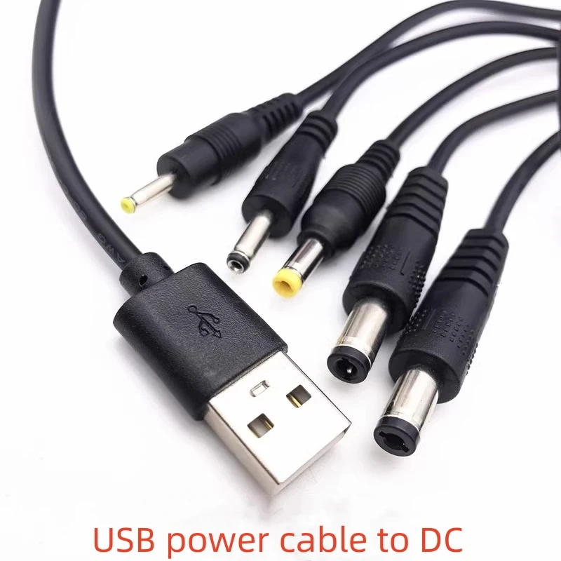 1Pcs USB to DC Power Cable 22AWG 3.5mm/4.0mm/5.5x2.1mm Round Hole Plug for Fan Desk Lamp Router Toy Charging