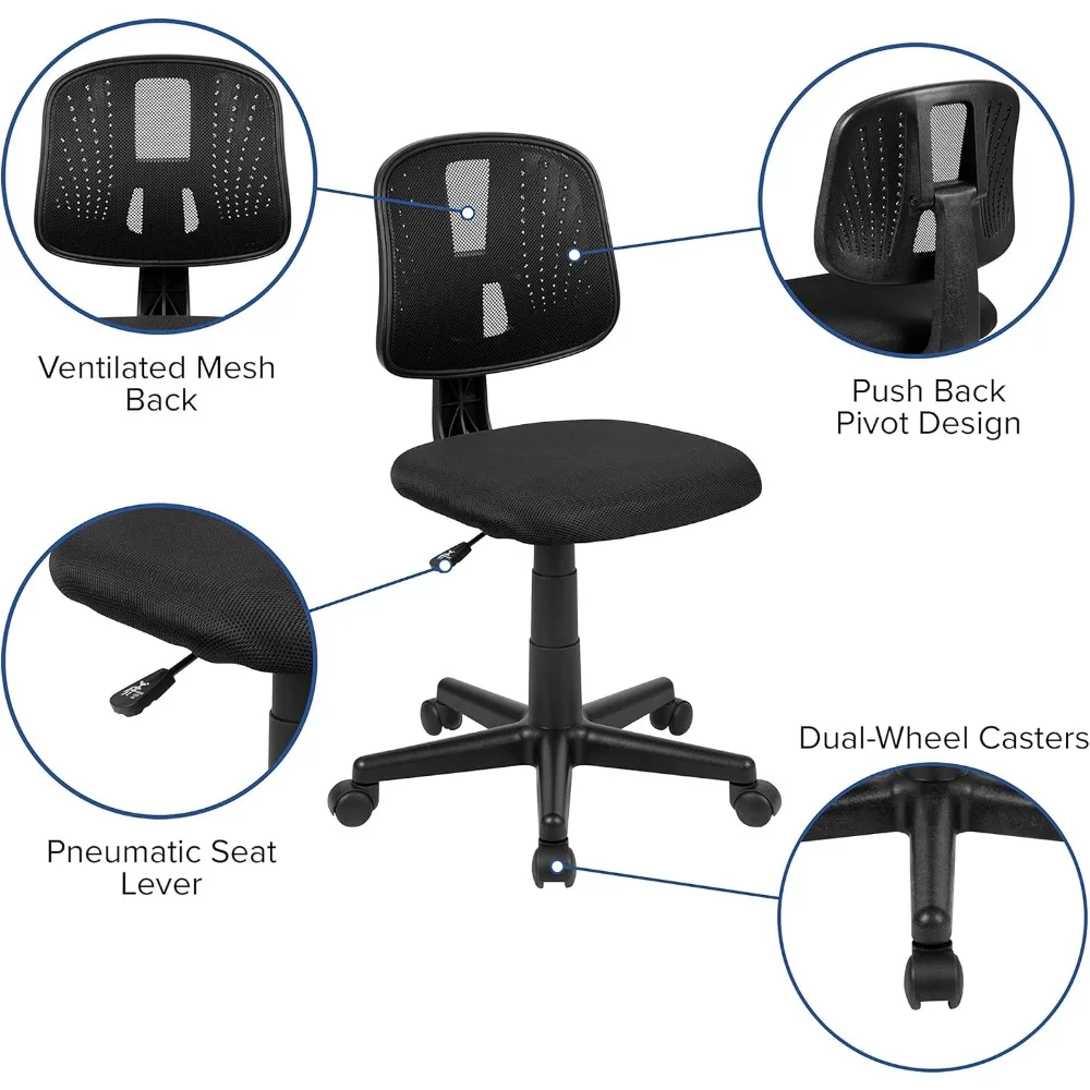 Mid-Back Swivel Ergonomic Mesh Office Chair with Pivot Back and Height-Adjustable Features